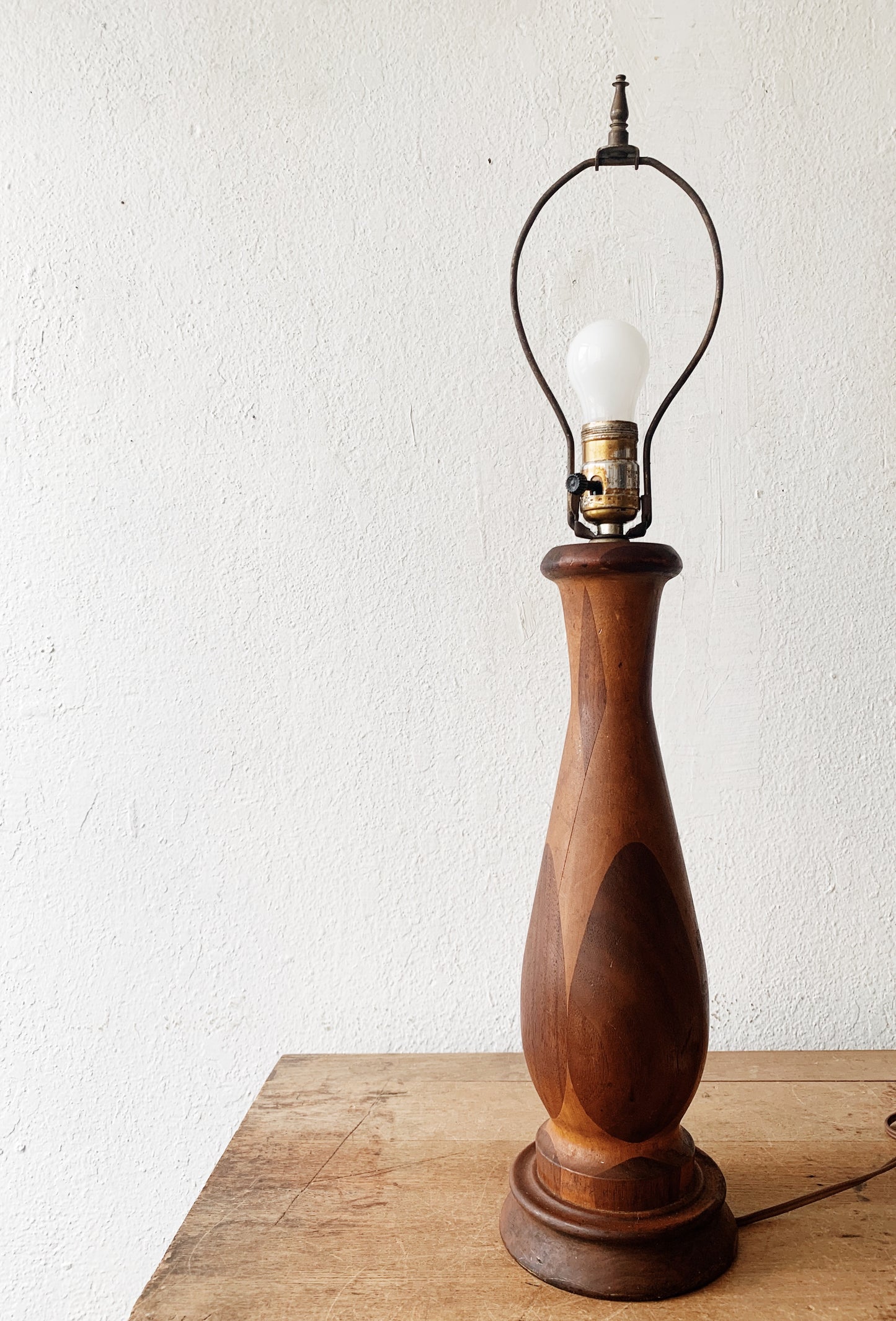 Vintage Wood Inlay Lamp