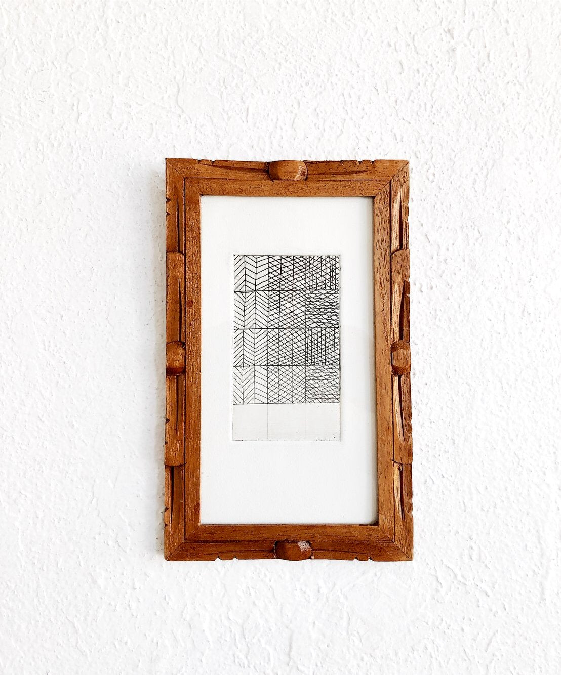 Vintage Etching in Carved Frame