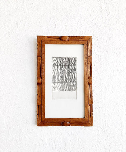Vintage Etching in Carved Frame