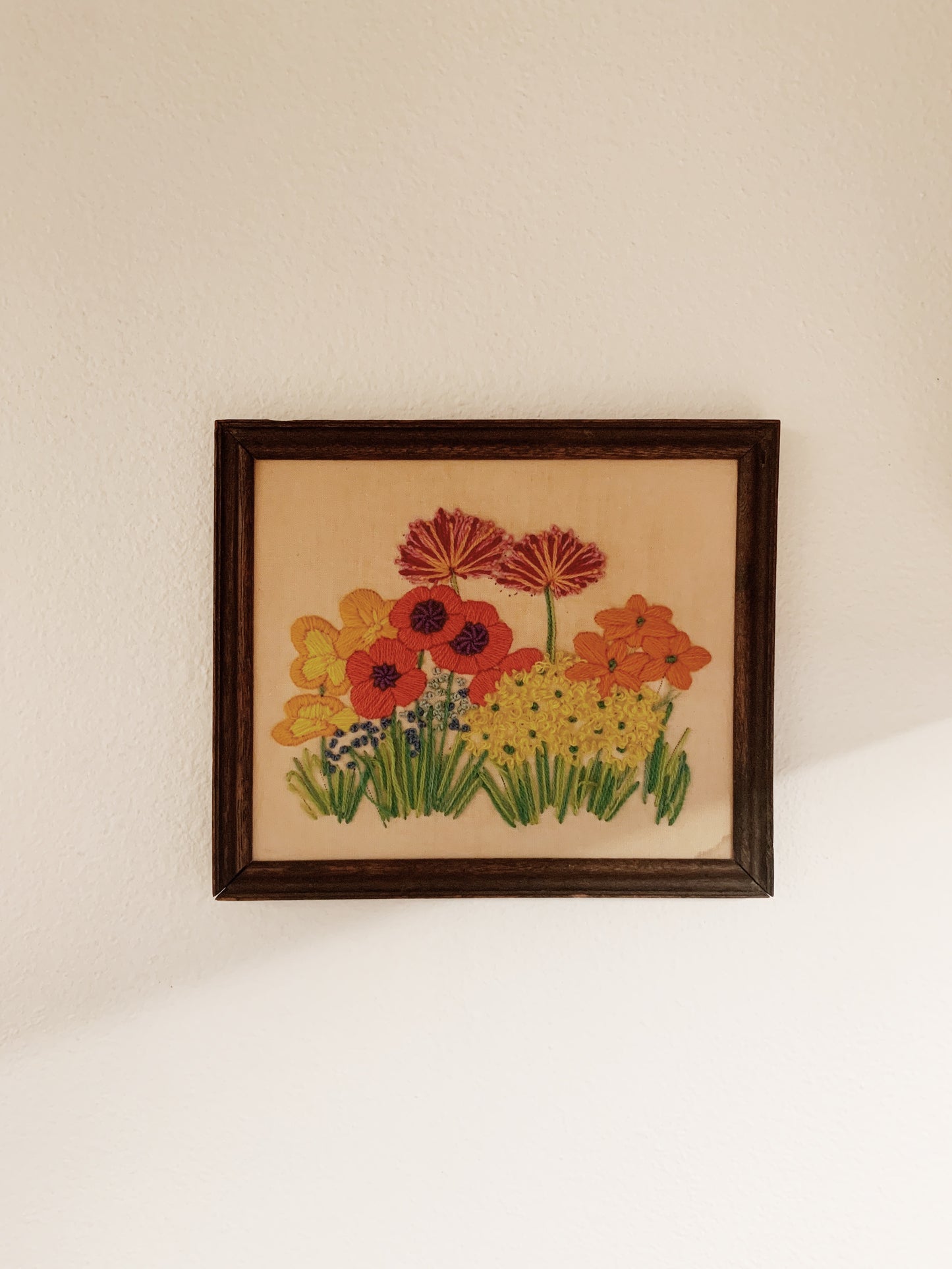 Vintage Framed Floral Embroidery