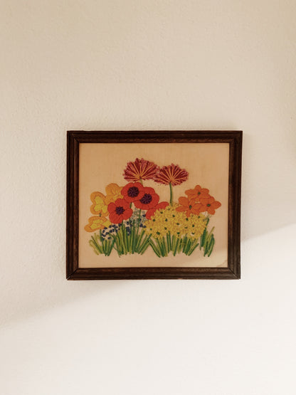 Vintage Framed Floral Embroidery