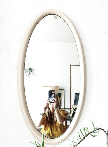 Antique Oval Wood Framed Mirror