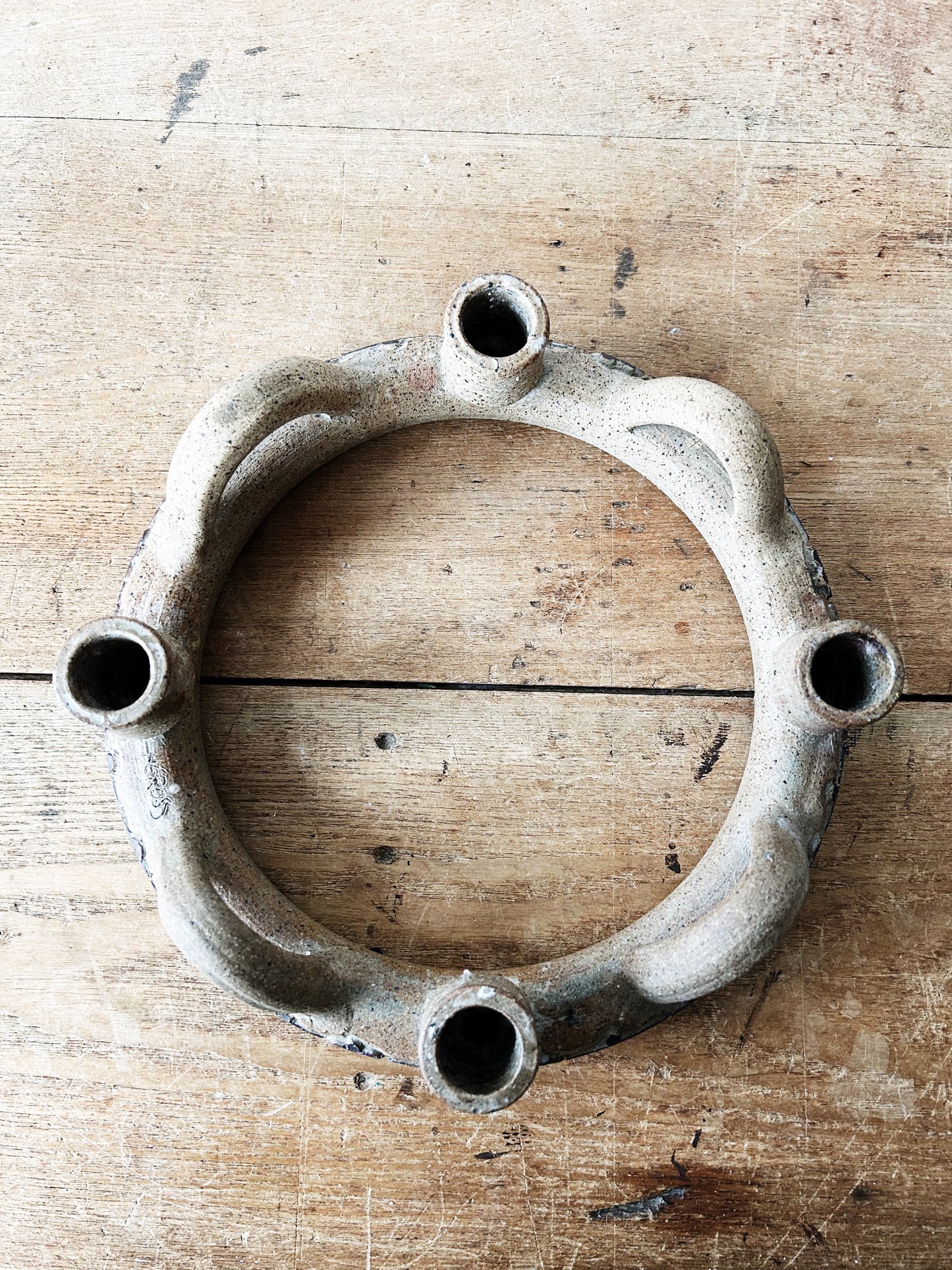 Handmade Vintage Stoneware Candelabra