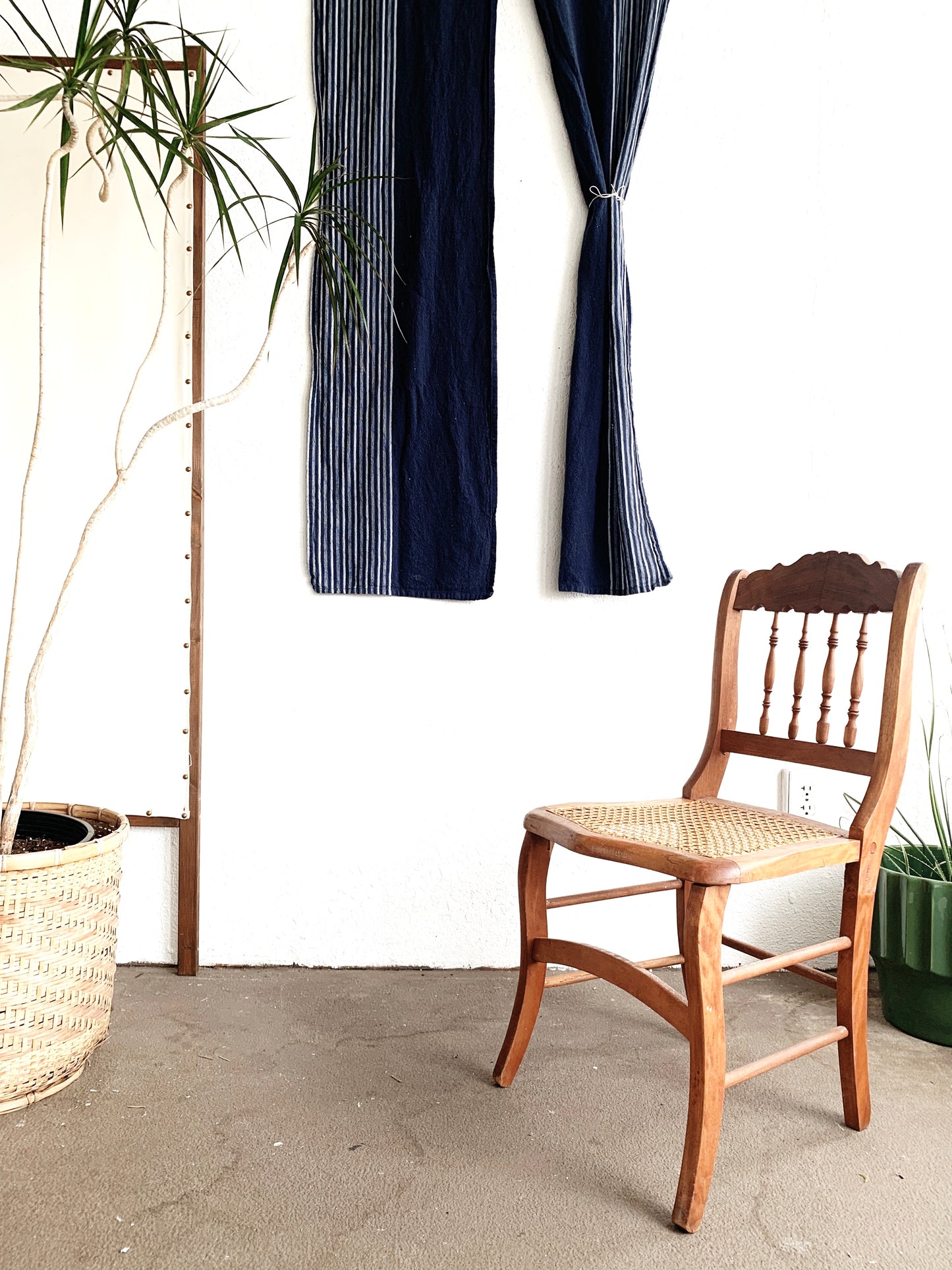 Antique Wood with Caned Seat Chair