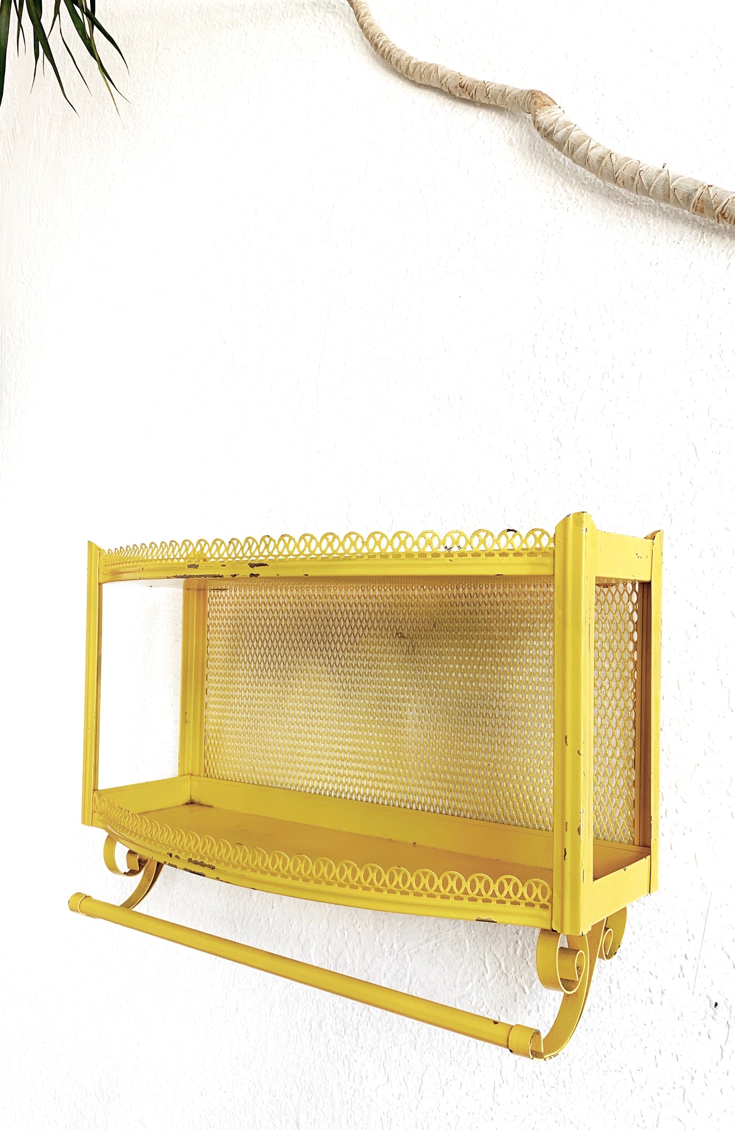 Mid Century Acid Yellow Metal Shelf