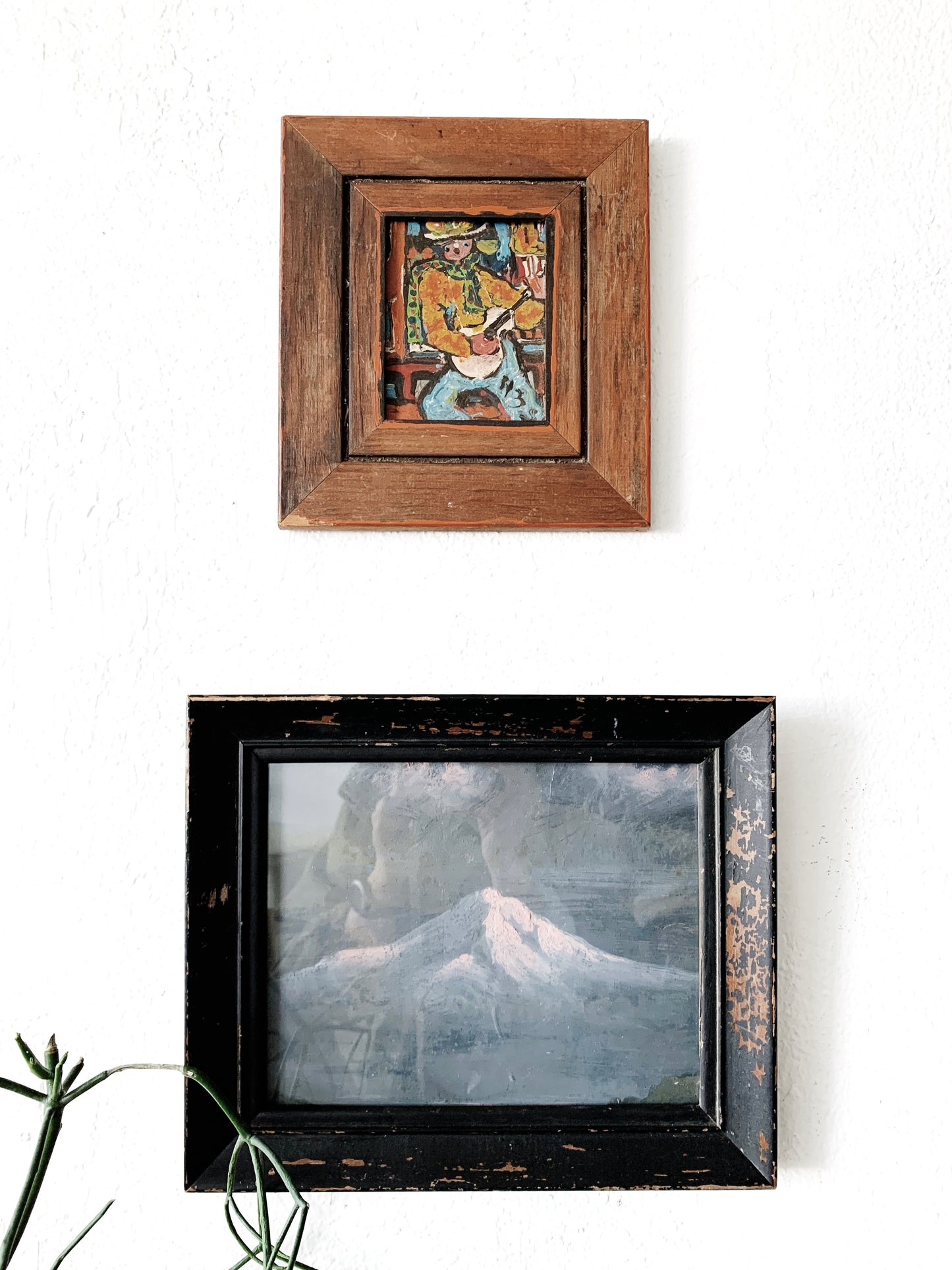 Vintage Framed Pink Mountain Painting