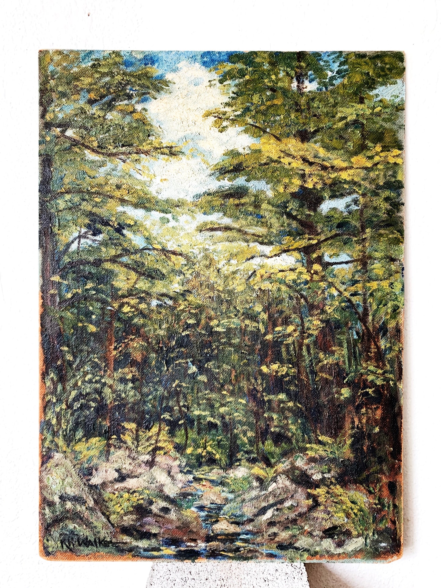 Antique Forest Painting on Board