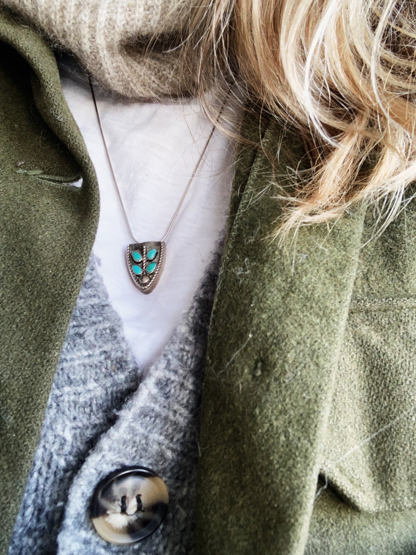 Vintage Turquoise Pendant with Chain