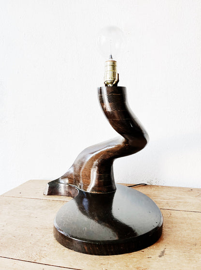 Handmade Burl Lamp with Original Shade
