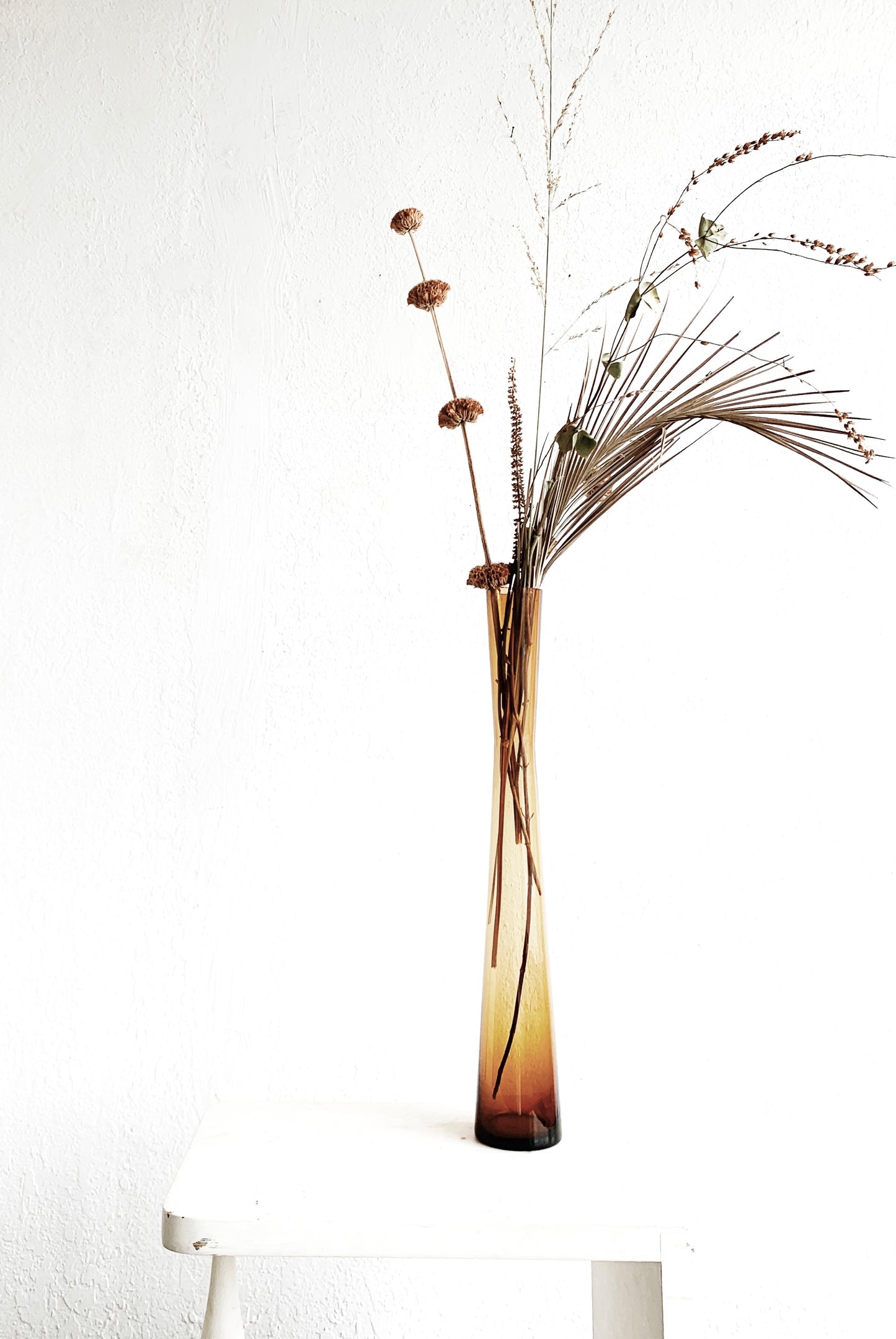 Tall Amber Glass Vase