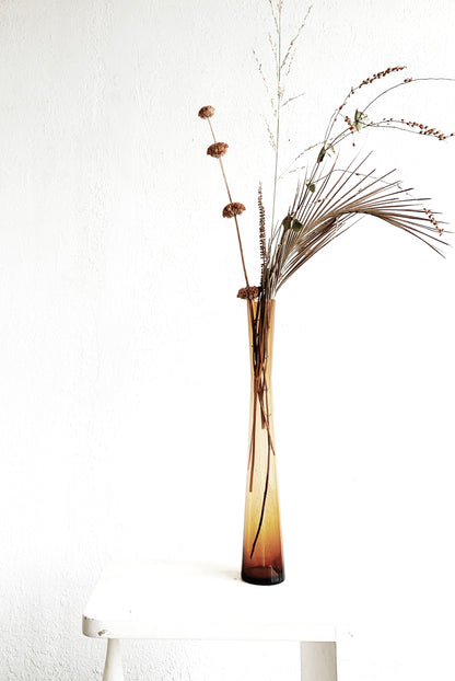 Tall Amber Glass Vase