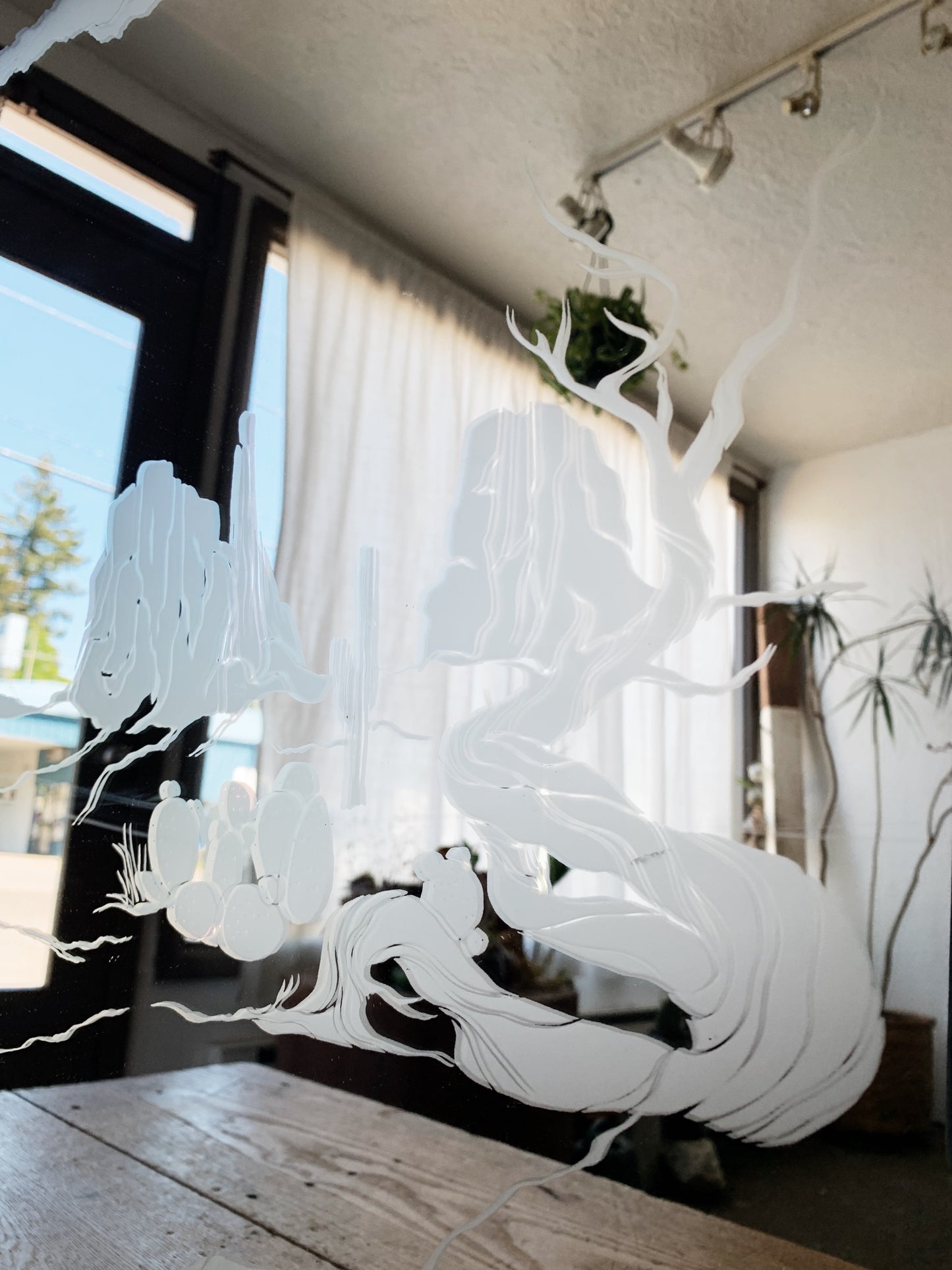 Vintage Etched Desert Landscape Mirror