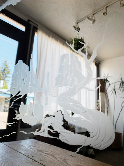 Vintage Etched Desert Landscape Mirror