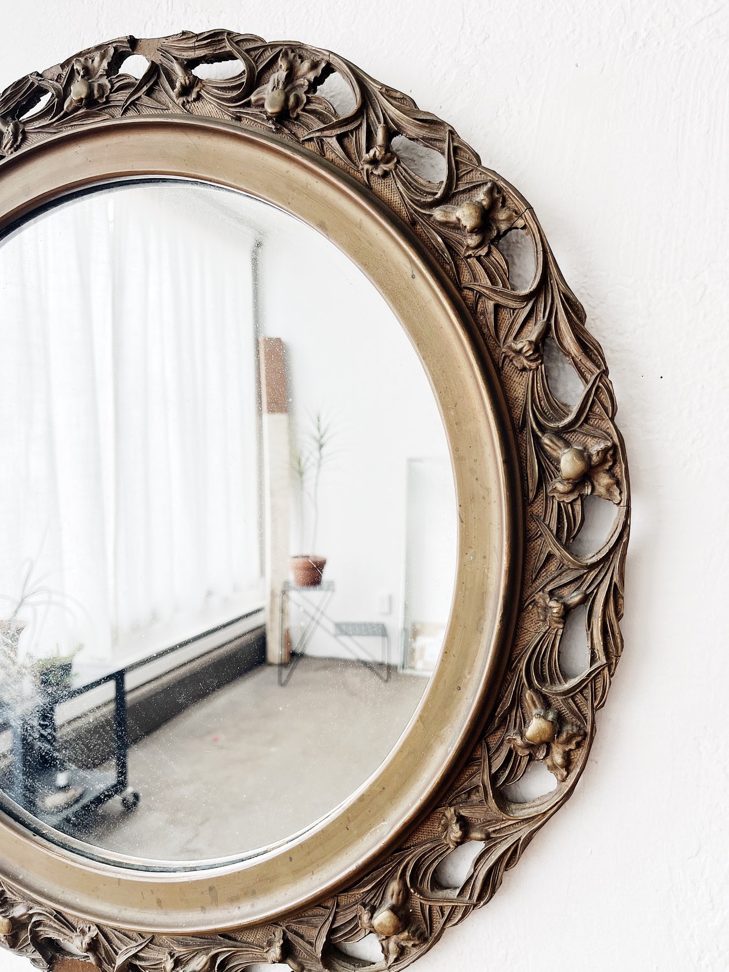 Vintage Round Gesso Mirror
