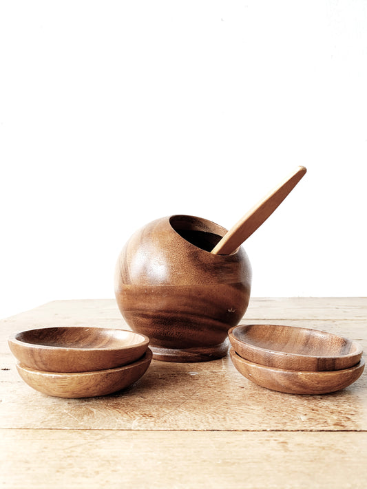 Vintage Wood Condiment Set
