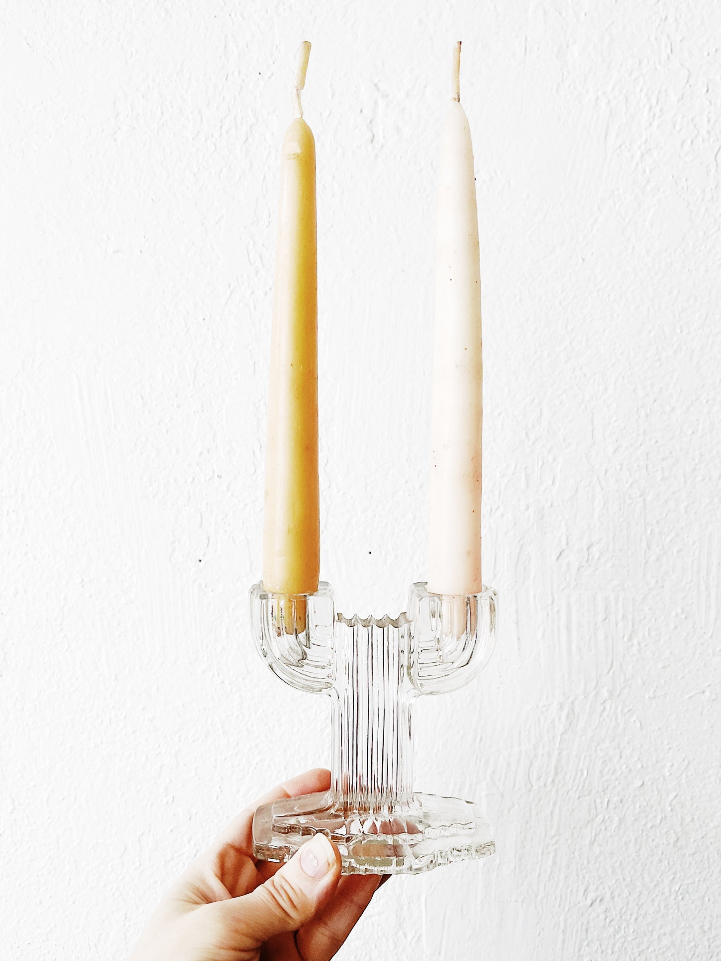 Vintage Cut Glass Cactus Candle Holder