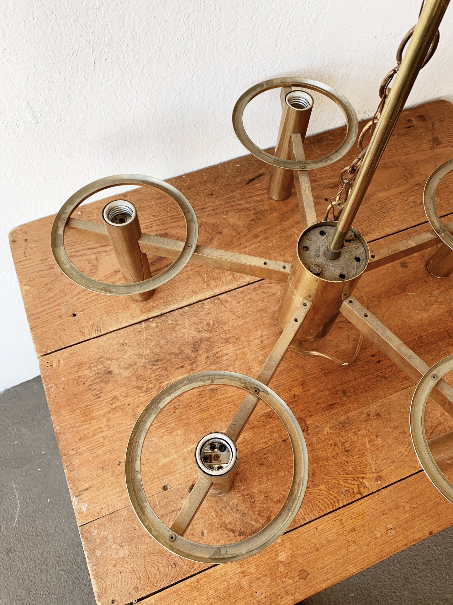 Sonneman Mid century Brass Chandelier