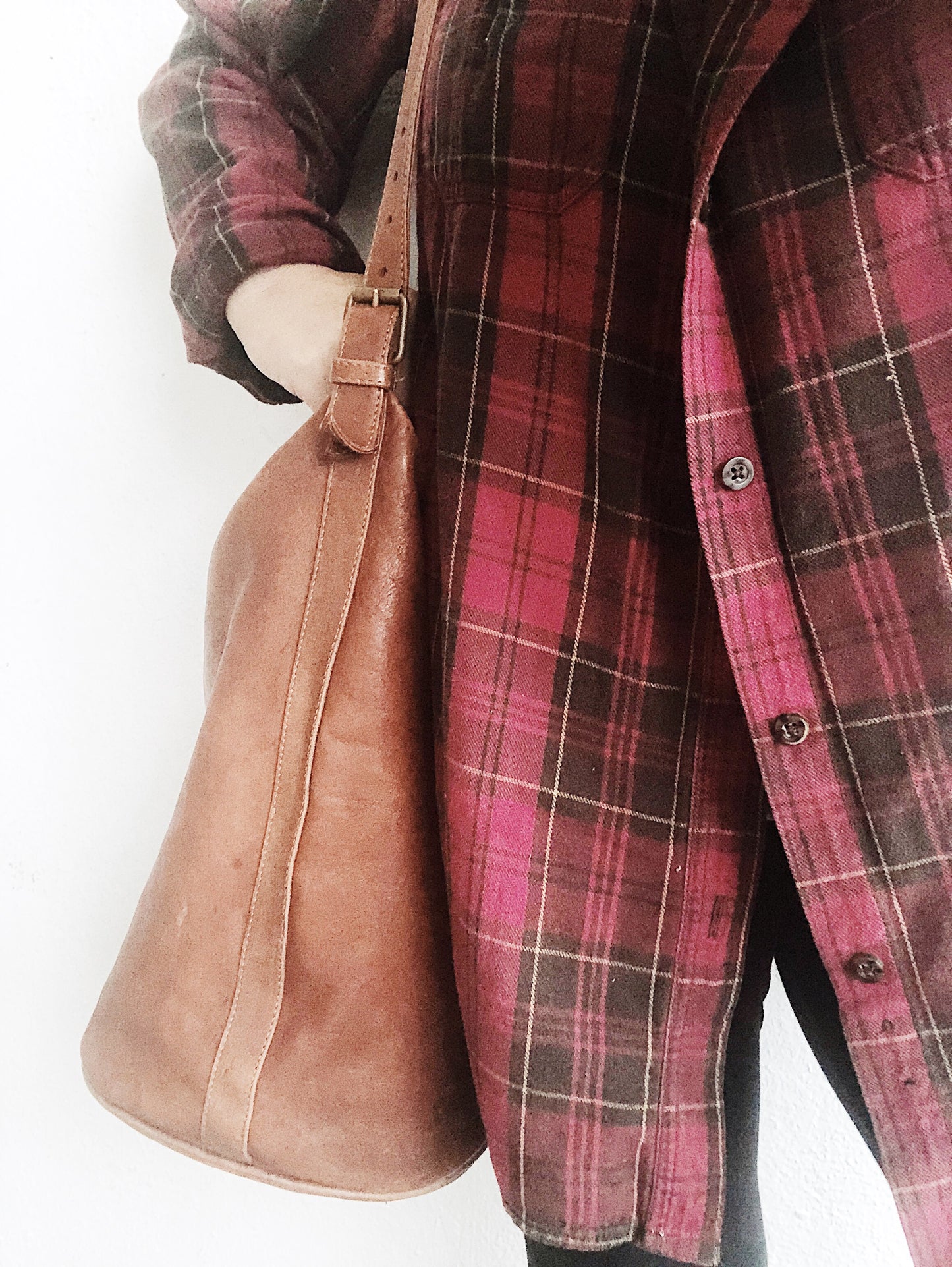 Vintage Oversized Leather Bucket Bag