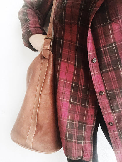 Vintage Oversized Leather Bucket Bag