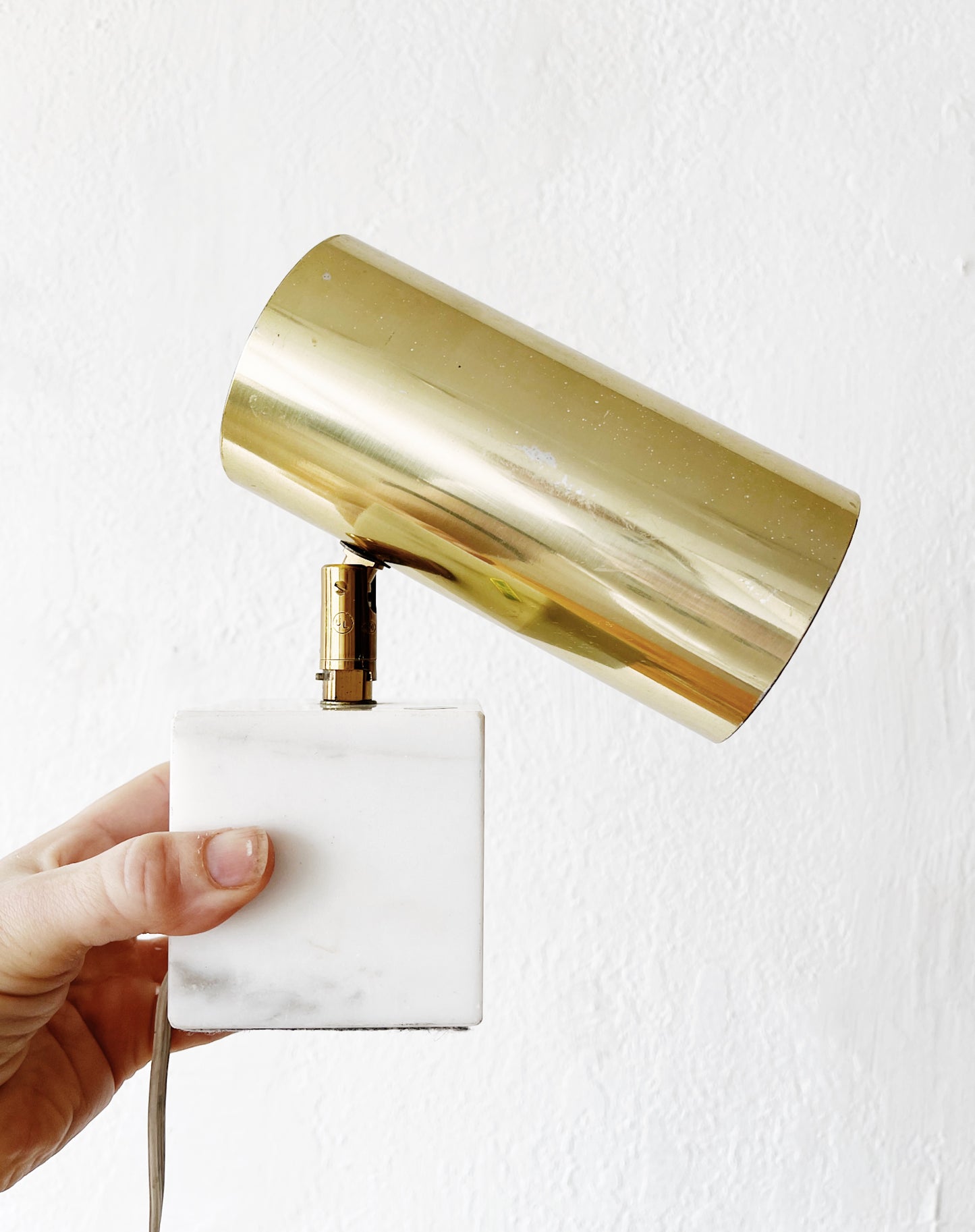 Vintage Marble and Brass Spotlight