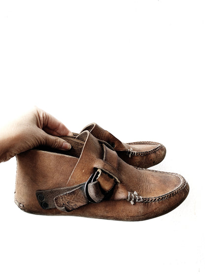Vintage Handmade Leather Mocs 8.5/9 Women’s