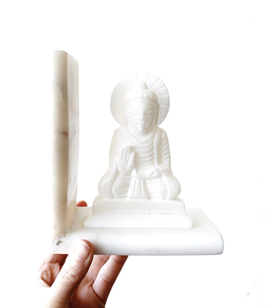White Marble Buddha Bookend
