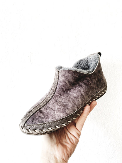 Vintage Shearling and Suede Slippers