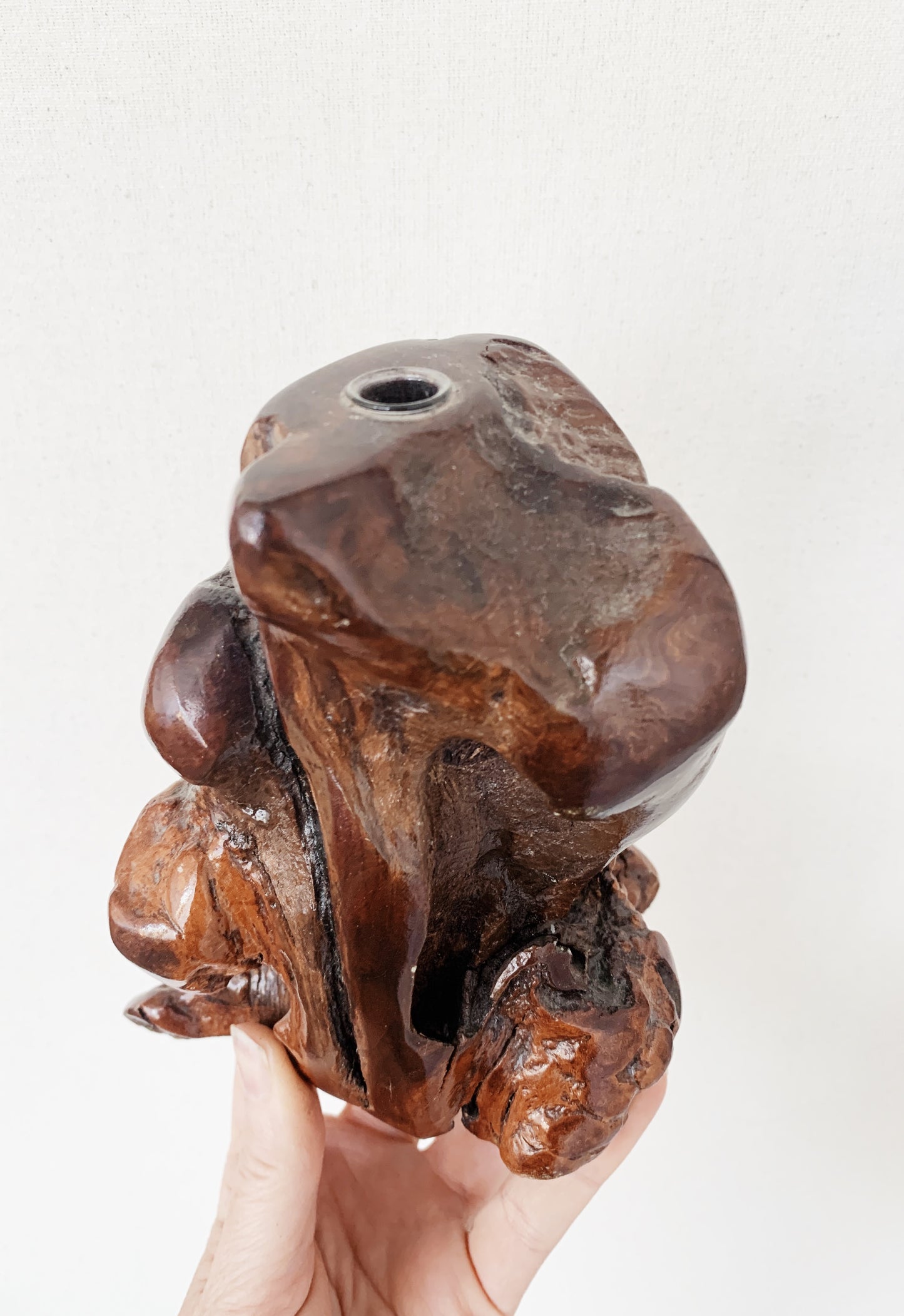 Handmade Vintage Burl Wood Vase
