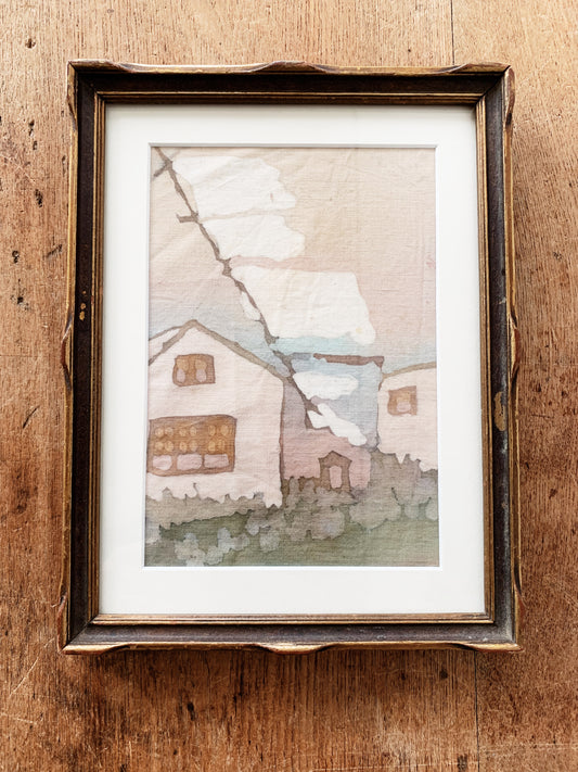 Vintage Framed Hand Painted Fabric