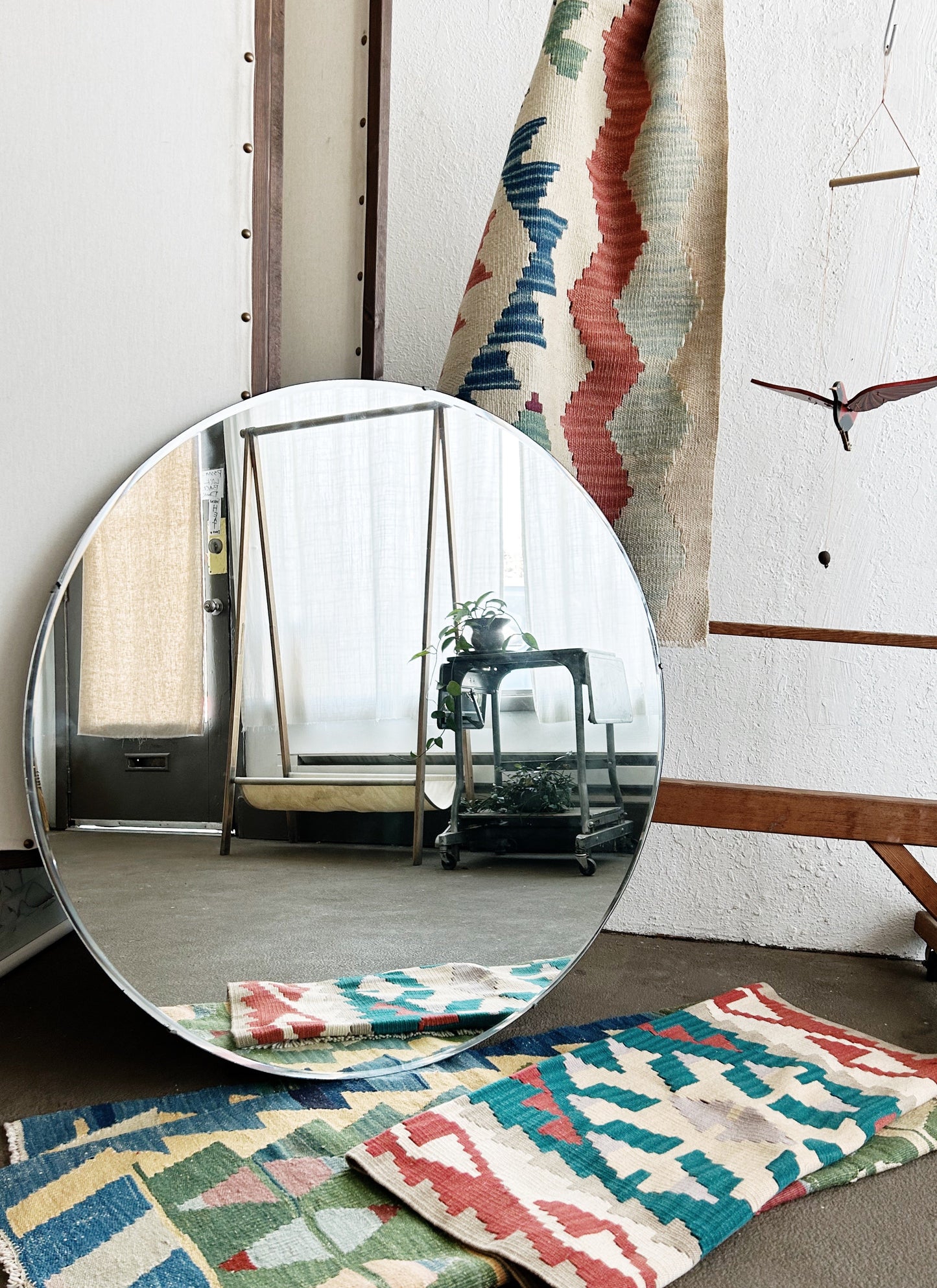 Large 36” Vintage Beveled Mirror