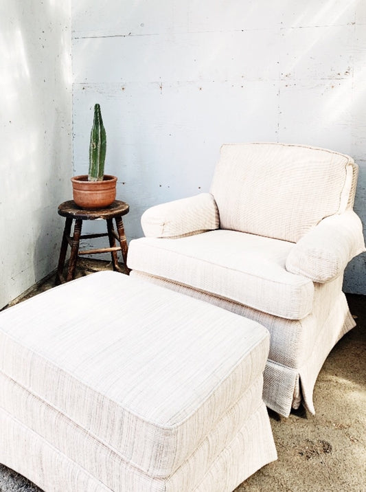 Vintage Reading Chair and Ottoman