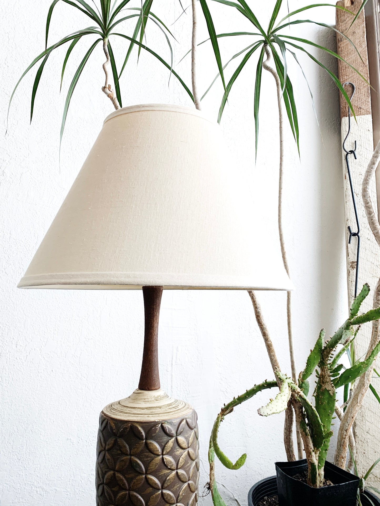 Mid Century Pottery Lamp with Shade