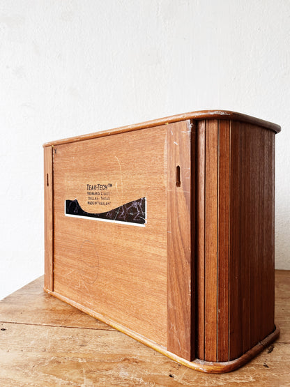 Vintage Teak Tambour Wall Cubby