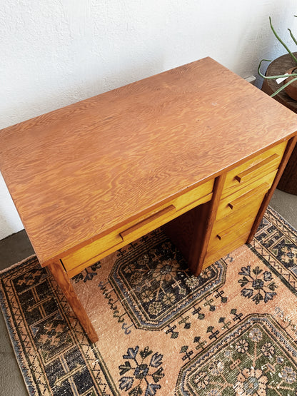 Petite Vintage Wood Desk with Or Without Mid Century Chair
