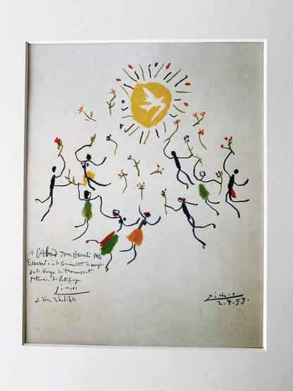 ‘Round of Friendship’ Vintage Matted Picasso Color Lithograph