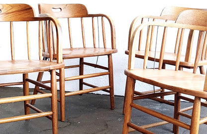 Set of Four Vintage Oak Captains Chairs