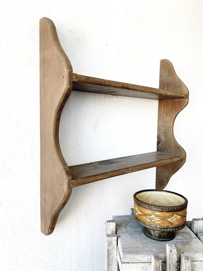 Large Vintage Wood Wall Shelf
