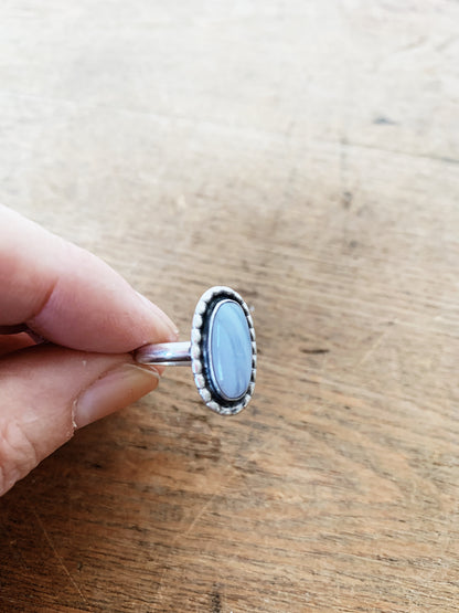 Sterling Silver Ring with Blue Lace Agate Stone
