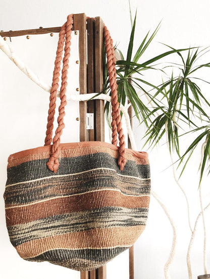 Large Vintage Woven Straw Tote