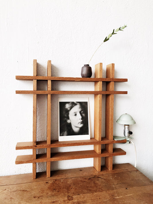 Vintage Wood Grid Shelf