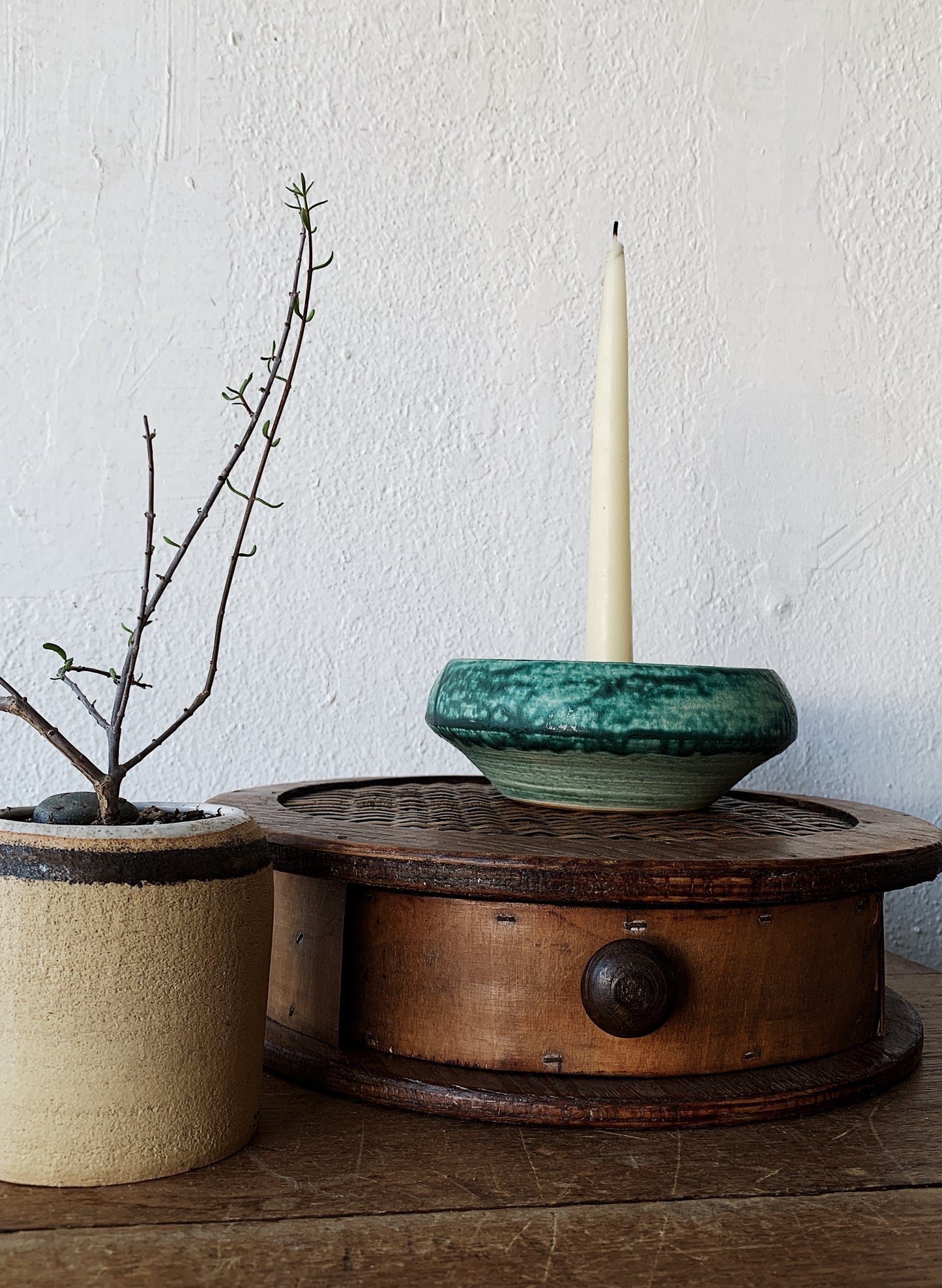 Vintage Handmade Round Wood Box