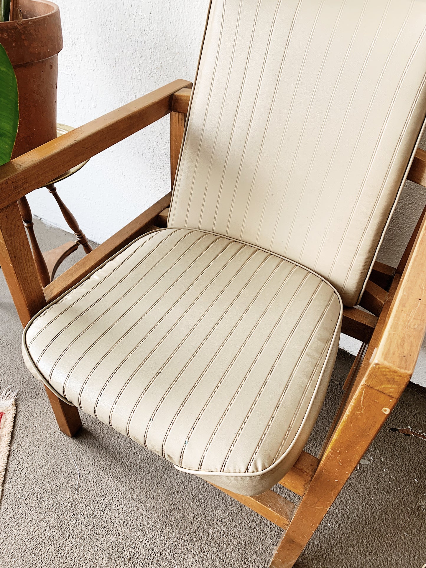 Vintage Wood Framed Vinyl Side Chair