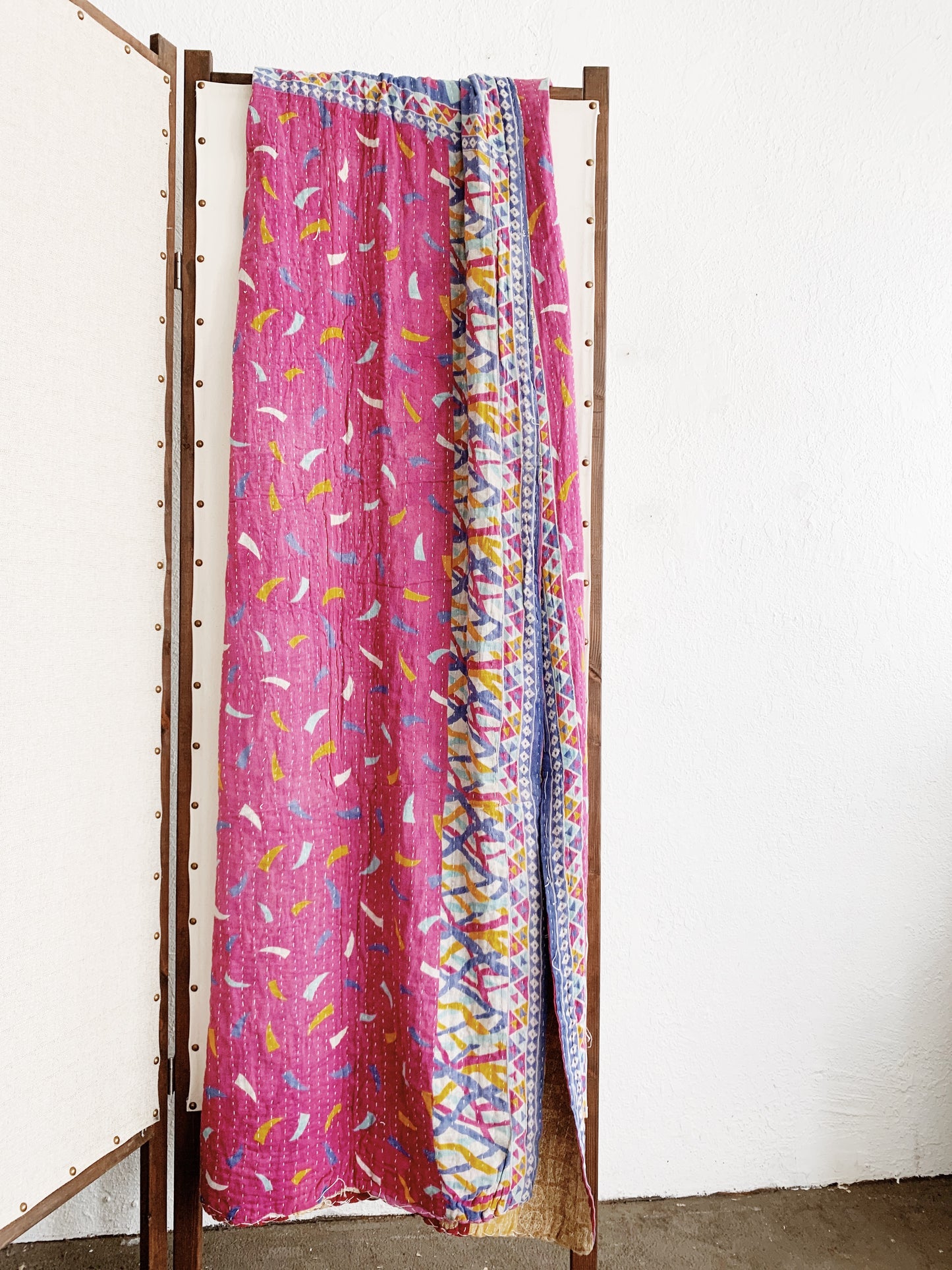 Vintage Reversible Cotton Kantha Quilt