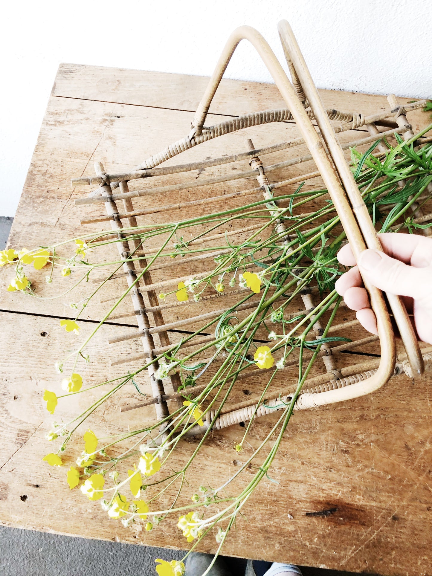 Vintage Bamboo Gathering Basket