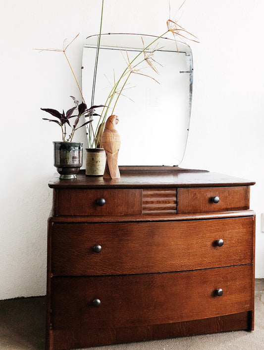 Mid Century Stag Dresser with Mirror