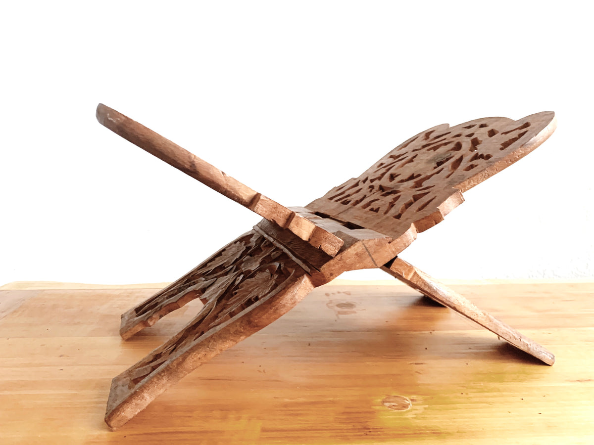 Large Vintage Carved Wood Bookstand