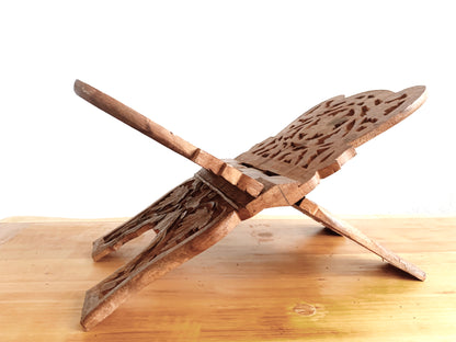 Large Vintage Carved Wood Bookstand