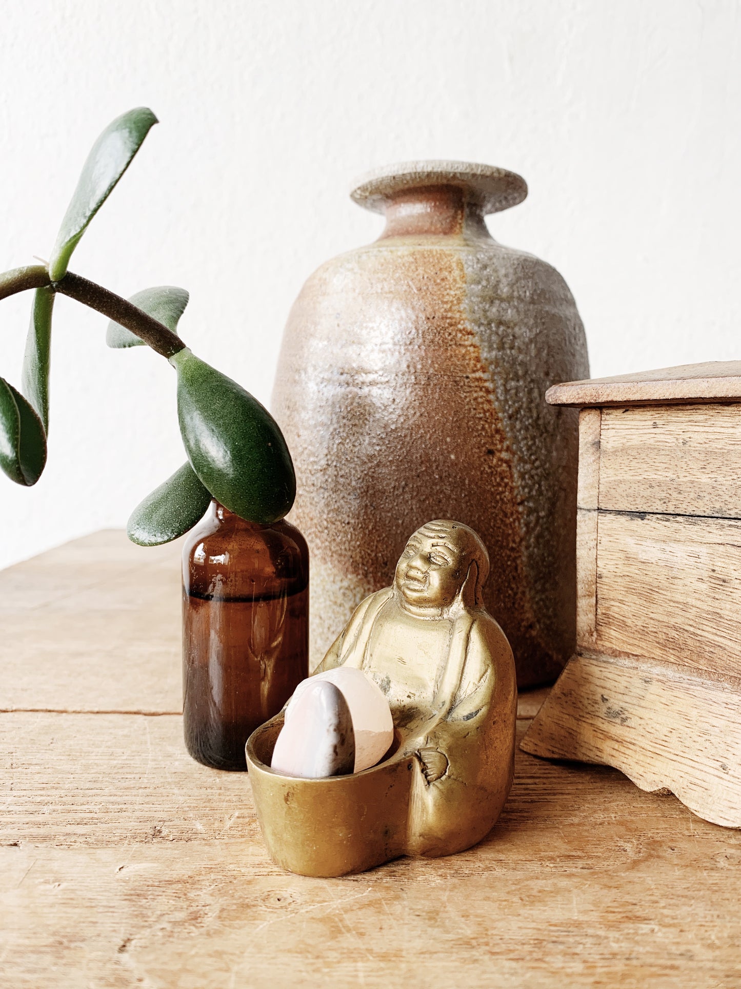 Brass Buddha with Incense/Offering Bowl