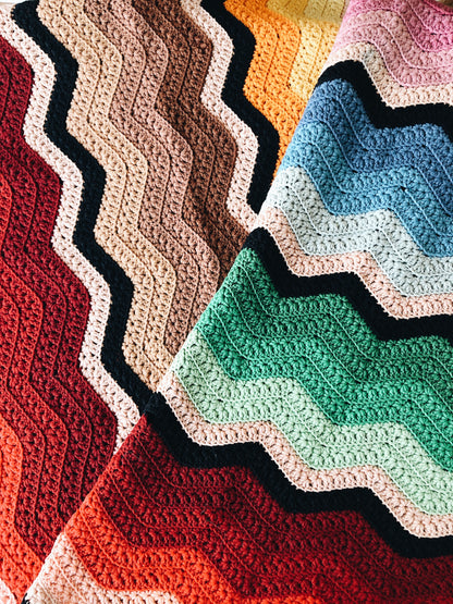 Vintage Crocheted Rainbow Blanket