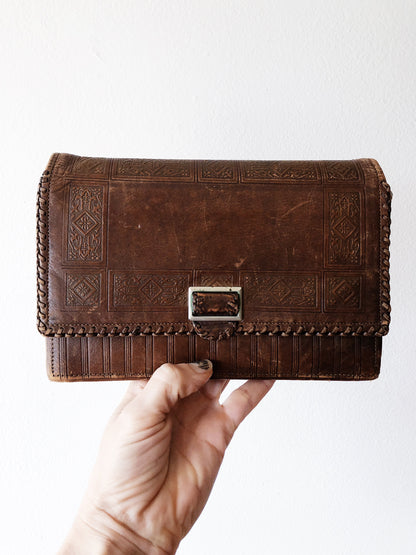 Antique Leather Deco Clutch